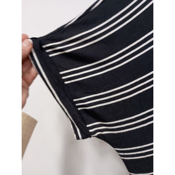 Banana Republic Womens T-Shirt Maxi Dress Large Black White Stripes Side Slit - Picture 4 of 11